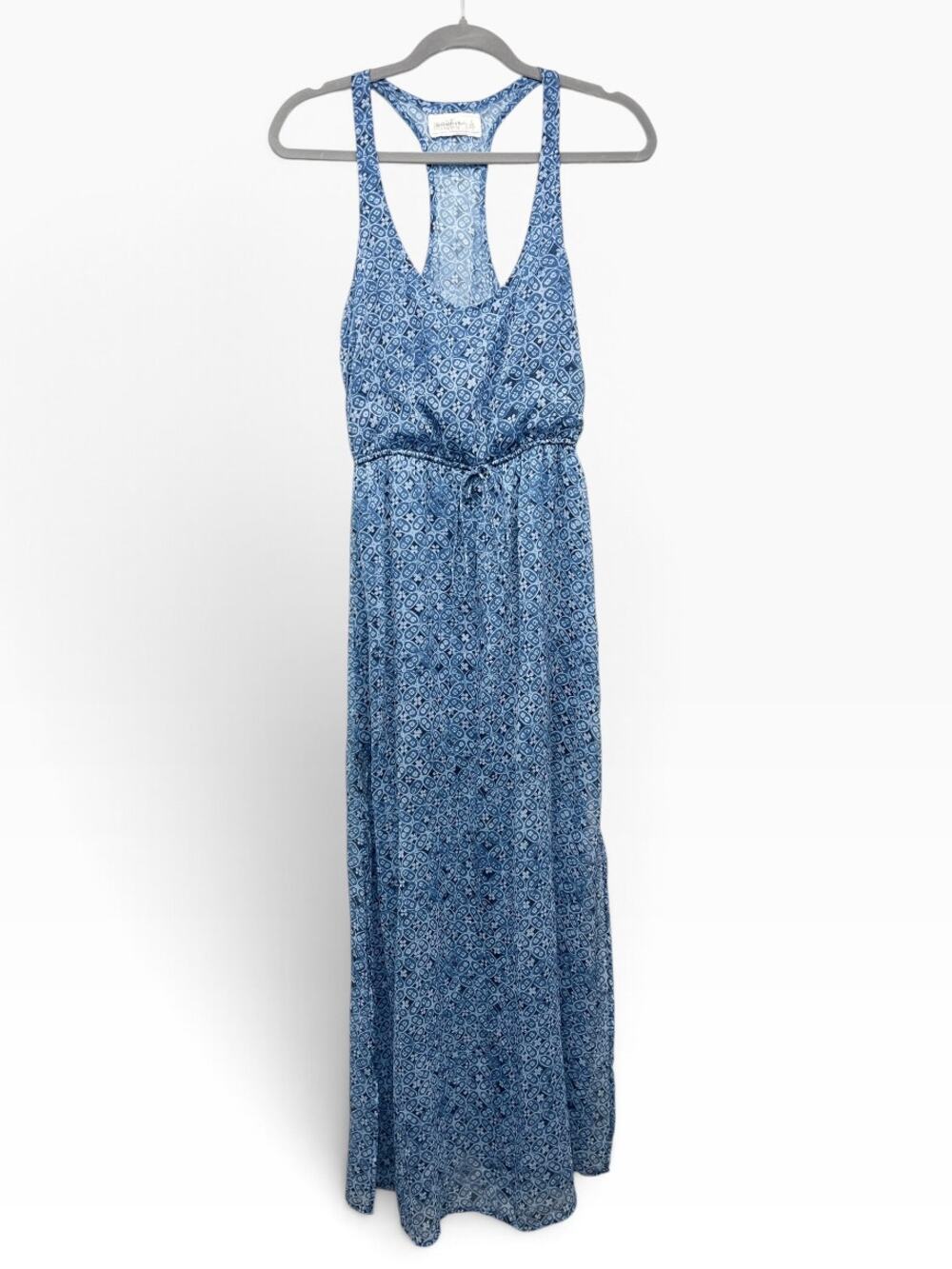 Abercrombie & Fitch Blue Maxi Sheer Dress Womens S Party Beachy Boho Vacation
